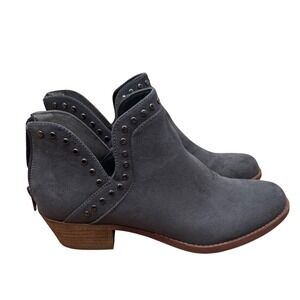 Carlos by Carlos Santana Bailey Grey Studded Ankle Boots Womens 9M Cutout Bootie